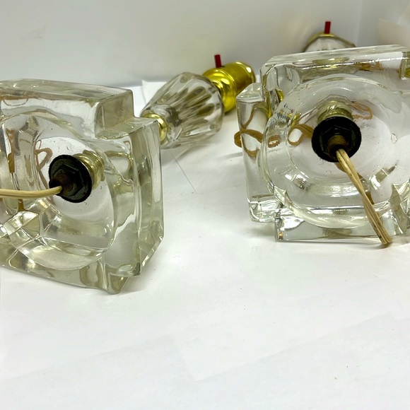 Two Vintage Clear Glass Bedside Lamps - Picture 5 of 5